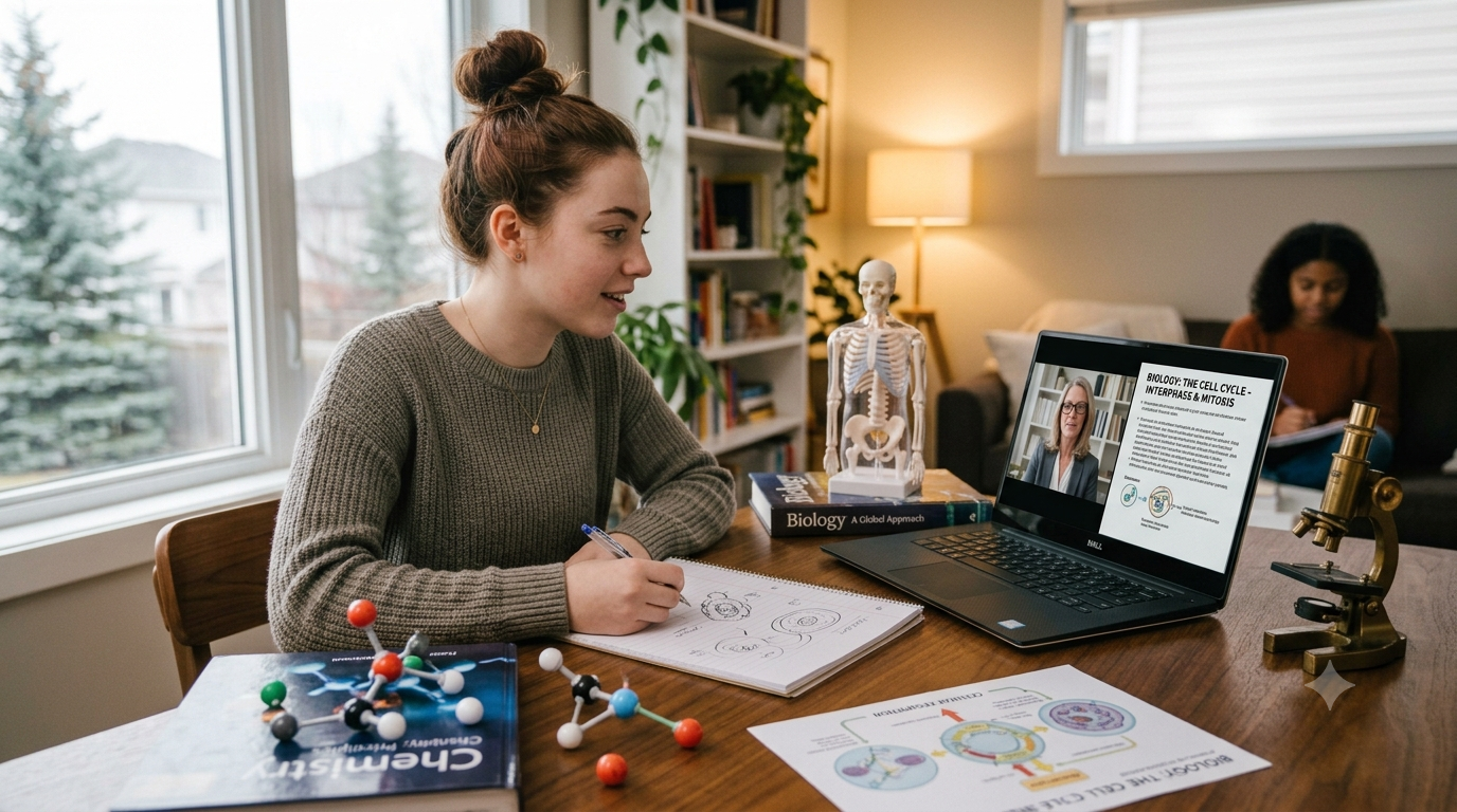 Student working through a science concept with a tutor