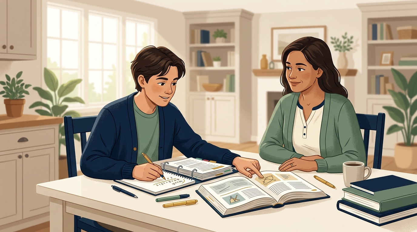 Student celebrating academic progress with a supportive parent